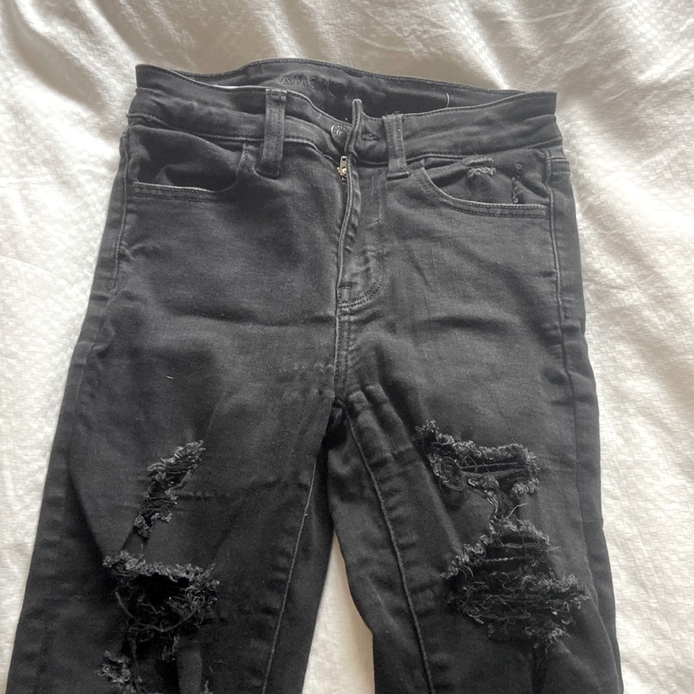 American eagle black ripped jeans